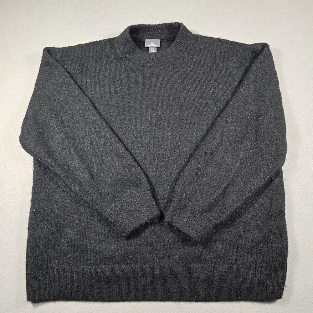 H&M Men's XL Charcoal Gray Crewneck Pullover Sweater Alpaca Blend Relaxed